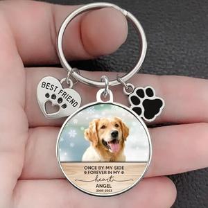 Custom Personalized Photo Keychain Pet Charm Key Ornaments - Memorial Gift for Dog/Cat Lovers - Once By My Side Forever In My Heart Buy Cheap Nicekicks