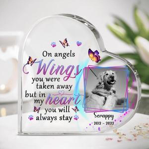 Custom Personalized Photo Memorial Dog Crystal Heart - Memorial Gift Idea For Dog Owners - On Angels Wings You Were Taken Away But In My Heart You Will Always Stay Affordable Cheap Pice
