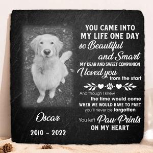 Custom Personalized Pet Photo Square Lithograph - Memorial Gift Idea For Pet Lover - You Left Paw Prints On My Heart Cheap Sale Discounts