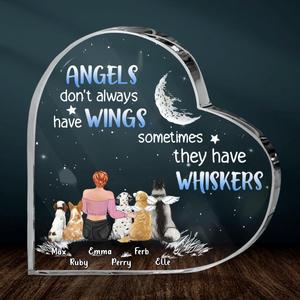 Custom Personalized Pet Mom Crystal Heart - Gift Idea For Pet Lover with up to 5 Pets - Angels Don't Have Wings Sometimes They Have Whiskers Clearance Clearance