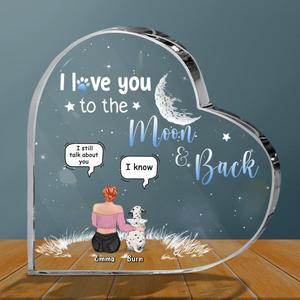 Custom Personalized Pet Mom Crystal Heart - Gift Idea For Pet Owner with up to 5 Pets - I Love You To The Moon & Back Perfect