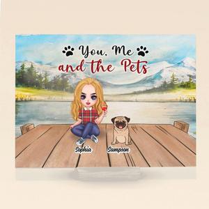 Custom Personalized Pet Mom Horizontal Acrylic Plaque - Best Gifts For Pet Lovers - Woman/Couple With Up To 6 Pets - You, Me And The Pets Sast