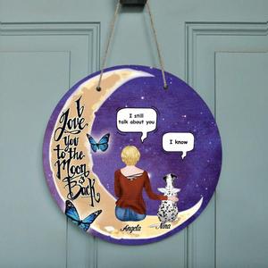 Custom Personalized Pet Moon Memorial Circle Wall Art - Upto 4 Pets - Memorial Gift For Dog/ Cat Lover - I Love You To The Moon And Back Free Shipping Online