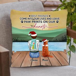 Custom Personalized Pet Mom/Dad Pillow Cover - Gift Idea For Dog/Cat Lovers - Upto 4 Pets - Best Friends Come Into Our Lives And Leave Paw Prints On Our Hearts Best Place To Buy