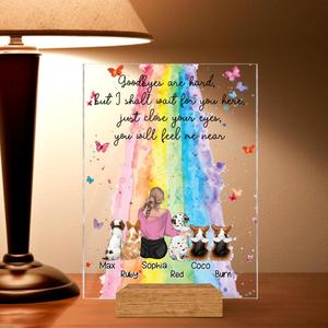 Custom Personalized Pet Mom/Dad Vertical Acrylic Plaque - Memorial Gift Idea For Pet Owner with up to 5 Pets - Goodbyes Are Hard, but I Shall Wait For You Here Store Cheap Online