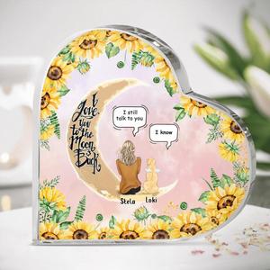 Custom Personalized Pet Mom Sunflower Heart-Shaped Acrylic Plaque - Gift Idea For Dog/ Cat Lover - Upto 5 Pets - I Love You To The Moon And Back Low Pice Fee Shipping