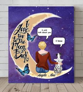 Custom Personalized Pet Moon Memorial Canvas - Upto 4 Pets - Memorial Gift For Dog/ Cat Lover - I Love You To The Moon And Back Recommend Cheap Pice