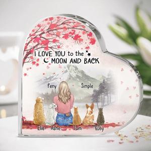 Custom Personalized Pet Mom Heart-Shaped Acrylic Plaque - Upto 5 Pets - Gift Idea For Dog/ Cat Lover/ Mother's Day - I Love You To The Moon And Back Cheap Low Pice