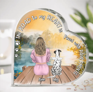 Custom Personalized Pet Mom Crystal Heart - Upto 4 Dogs/Cats - Memorial Gift Idea for Dog/Cat Owners - The Road To My Heart Is Paved With Paw Prints Buy Cheap Fake