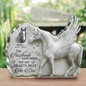 Custom Personalized Memorial Acrylic Plaque - Memorial Gift Idea For Horse Owner - Upload Horse Photo - Our Hoofbeats Were Many But Our Hearts Beat As One Cheap Visit