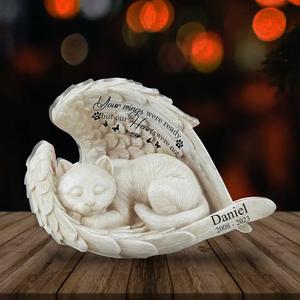 Custom Personalized Angel Cat Sleeping Memorial Acrylic Plaque - Memorial Gift Idea For Cat Lover - Your Wings Were Ready But Our Hearts Were Not Discount Best Seller