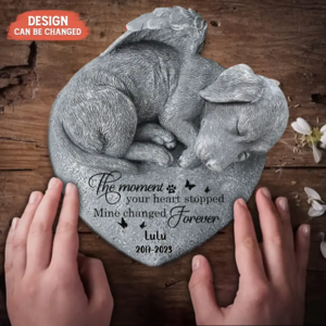 Custom Personalized Memorial Angel Dog Sleeping Acrylic Plaque - Memorial Gift Idea For Dog Lover - The Moment Your Heart Stopped Mine Changed Forever With Paypal Low Pice