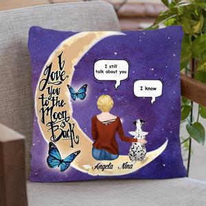 Custom Personalized Pet Moon Memorial Pillow Cover & Quilt/ Fleece Blanket - Upto 4 Pets - Memorial Gift For Dog/ Cat Lover - I Love You To The Moon And Back Visit Online