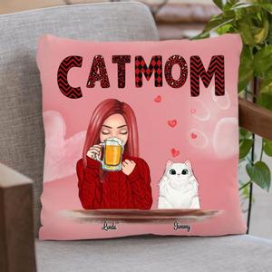 Custom Personalized Pet Mom Pillow Cover - Best Gift Idea For Dog/Cat Lovers - Pet Mom With Beer and Upto 4 Pets Best Place For Sale