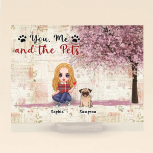Custom Personalized Pet Mom Horizontal Acrylic Plaque - Gift Idea For Pet Lovers - Woman/Couple With Up To 6 Pets - You, Me And The Pets Geniue Stockist Cheap Online