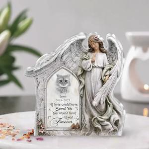 Custom Personalized Angel Wings Acrylic Plaque - Upload Cat Photo - Memorial Gift Idea For Christmas/ Pet Lover - If Love Could Have Saved You You Would Have Lived Forever On Hot Sale