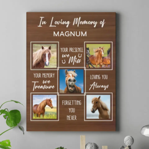 Custom Personalized Memorial Canvas - Upload Horse Photo - Memorial Gift Idea - They Live In Our Hearts Discount Low Shipping Fee