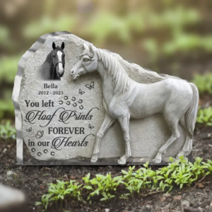 Custom Personalized Memorial Acrylic Plaque - Memorial Gift Idea For Horse Owner - Upload Horse Photo - You Left Your Hoof Prints Forever In Our Hearts Very Cheap