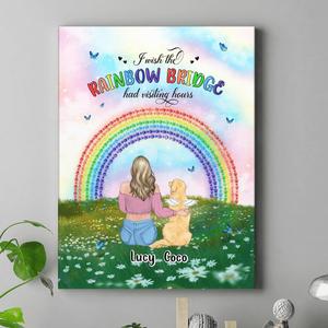 Custom Personalized Dog, Cat Memorial Canvas - Upto 4 Pets - Memorial Gift For Dog/ Cat Lover - I Wish The Rainbow Bridge Had Visiting Hours Wiki For Sale