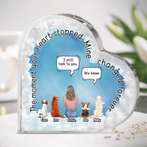 Personalized Pet Mom/Dad Crystal Heart - Upto 4 Pets - Gift Idea For Pets Lover Looking For Sale Online