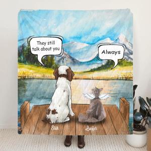 Personalized pet memorial gift idea for cat dog lovers, cat dog dad, mom - Upto 4 pets memorial quilt blanket - They still talk about you Cheap Sale Best Store To Get
