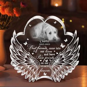 Personalized Paw Wings Dog Memorial Gift Idea For Christmas/ Pet Lover - Upload Photo - Best Friends Come Into Our Lives And Leave Paw Prints On Our Hearts Cheap Best Place