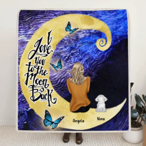 Personalized Pet Mom/Dad Blanket - Upto 4 Pets - Best Gift For Dog/Cat Lovers - I Love You To The Moon And Back Free Shipping Eastbay