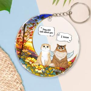 Custom Personalized Memorial Cat Acrylic Keychain - Upto 4 Cats - Memorial Gift Idea For Cat Owners - They Still Talk About you Best Wholesale For Sale