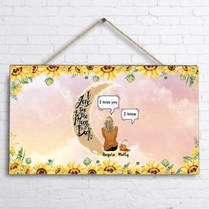 Custom Personalized Memorial Cat Sun Flower Door Sign - Upto 6 Cats - Memorial Gift Idea For Cat Lover - I Love You To The Moon And Back View Cheap Pice