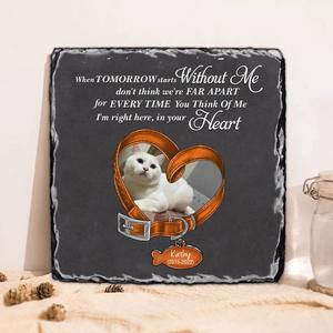 Custom Personalized Memorial Cat Photo Square Lithograph - Gift Idea For Pet Lover/Cat Lovers - When Tomorrow Starts Without Me Buy Cheap Discount