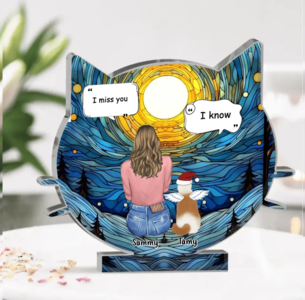 Custom Personalized Memorial Cat Acrylic Plaque - Up to 4 Cats - Christmas/Memorial Gift Idea For Cat Owner Buy Cheap Cheapest