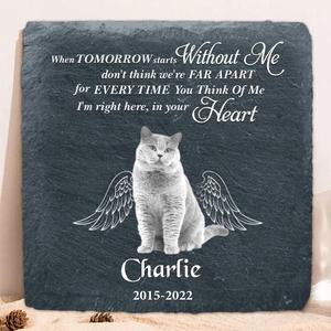 Custom Personalized Memorial Cat Photo Square Lithograph - Gift Idea For Cat Lover - I'm Right Here In Your Heart Visit