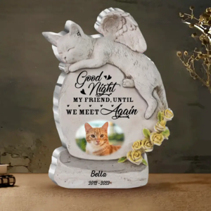 Custom Personalized Memorial Cat Shape Acrylic Plaque - Upload Photo - Memorial Gift Idea For Cat Lover - Good Night My Friend Until We Meet Again Free Shipping Low Pice Fee Shipping