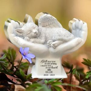 Custom Personalized Memorial Cat Acrylic Plaque - Memorial Gift Idea for Cat Owners - God Has You In His Arms I Have You In My Heart Reliable