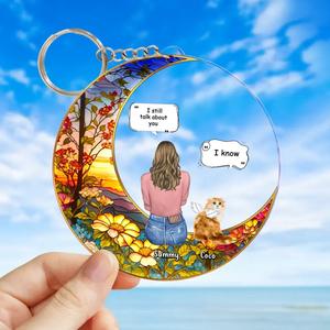 Custom Personalized Memorial Cat Suncatcher Acrylic Keychain - Upto 3 Dogs/Cats/Rabbits - Memorial Gift Idea for Pet Lovers - I Still Talk About You For Cheap Cheap Online