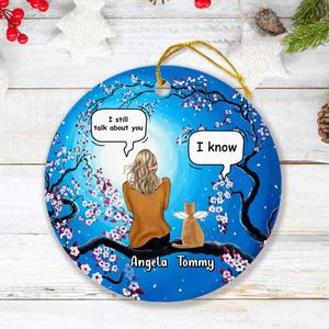 Custom Personalized Memorial Cat Circle Wooden Ornament - Upto 3 Cats - Memorial Gift Idea For Cat Lovers Clearance For Cheap