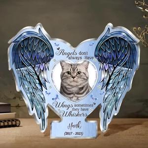Personalized Memorial Cat Acrylic Plaque - Upload Photo - Mother's Day Memorial Gift Idea For Pet Lover - Angels Don't Always Have Wings Sometimes They Have Whiskers Collections Cheap Pice