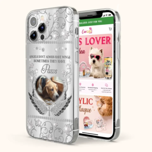 Personalized Memorial Pet iPhone/ Samsung Case - Upload Dog/ Cat Photo - Memorial Gift Idea For Pet Owners - Angels Don't Always Have Wings Sometimes They Have Paws With Credit Card For Sale