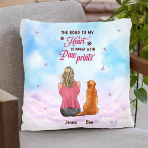 Custom Personalized Dog Mom Pillow Cover/Quilt/Single Layer Fleece Blanket - Upto 5 Dogs - Gift Idea For Dog Lovers - The Road To My Heart Is Paved With Paw Prints Cheap Pirce