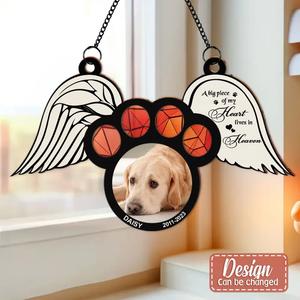 Custom Personalized Dog Paw Hanging Suncatcher Ornament - Memorial Gift Idea For Dog Lover - The Moment Your Heart Stopped Mine Changed Forever With Paypal