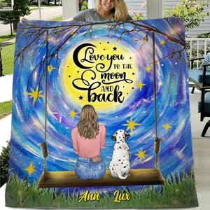 Custom Personalized Dog Mom Quilt/Fleece Blanket - Upto 4 Dogs - Best Gift Idea For Dog Lover - I Love You To The Moon And Back Recommend Sale Online