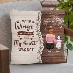 Personalized Memorial Pet Pillow Cover/Quilt/Single Layer Fleece Blanket - Upto 3 Dogs/Cats - Memorial Gift Idea for Dog/Cat Owners - Your Wings Were Ready But My Heart Was Not Free Shipping Looking For