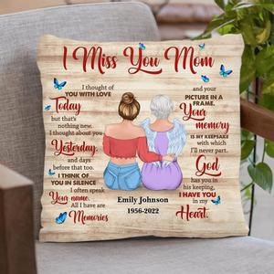 Personalized Memorial Mother Pillow Cover & Fleece/ Quilt Blanket - Memory Gift For Loss Mom - I Miss You Mom Free Shipping For Sale