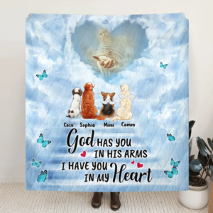 Personalized Memorial Pet Quilt/Single Layer Fleece Blanket - Memorial Gift Idea For Pet Lovers - God Has You In His Arms I Have You In My Heart Countdown Package