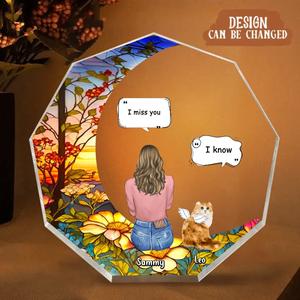 Personalized Memorial Cat Nonagon Acrylic Plaque - Memorial Gift Idea For Dog/Cat/Rabbit Owners - I Miss You Clearance Official