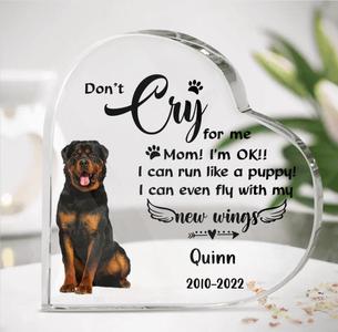 Custom Personalized Dog Photo Crystal Heart - Memorial Gift For Dog Owners - Don't Cry For Me Mom Buy Cheap Free Shipping
