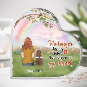 Custom Personalized Dog Mom/Dad Heart-Shape Acrylic Plaque - Man/Woman/Couple With Upto 4 Dogs - Gift For Dog Mom/ Dog Dad/ Mother's Day - No Longer By My Side But Forever In My Heart Best Sale Online