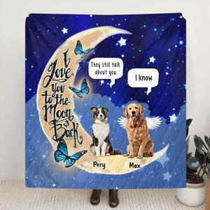 Custom Personalized Dog Moon Memorial Pillow Cover & Quilt/ Fleece Blanket - Upto 5 Dogs - Memorial Gift For Dog Lover Discount Pay With Paypal