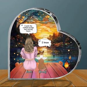Personalized Memorial Dog Mom Crystal Heart - Upto 4 Dogs - Memorial Gift Idea For Dog Owners - I Wish The Rainbow Bridge Had Visiting Hours Looking For For Sale