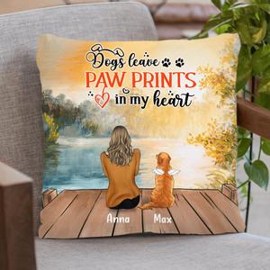 Custom Personalized Dog Mom Pillow Cover & Quilt/ Fleece Blanket - Upto 5 Dogs - Gift Idea For Dog Lover - Dogs Leave Paw Prints In My Heart Get Authentic Cheap Pice